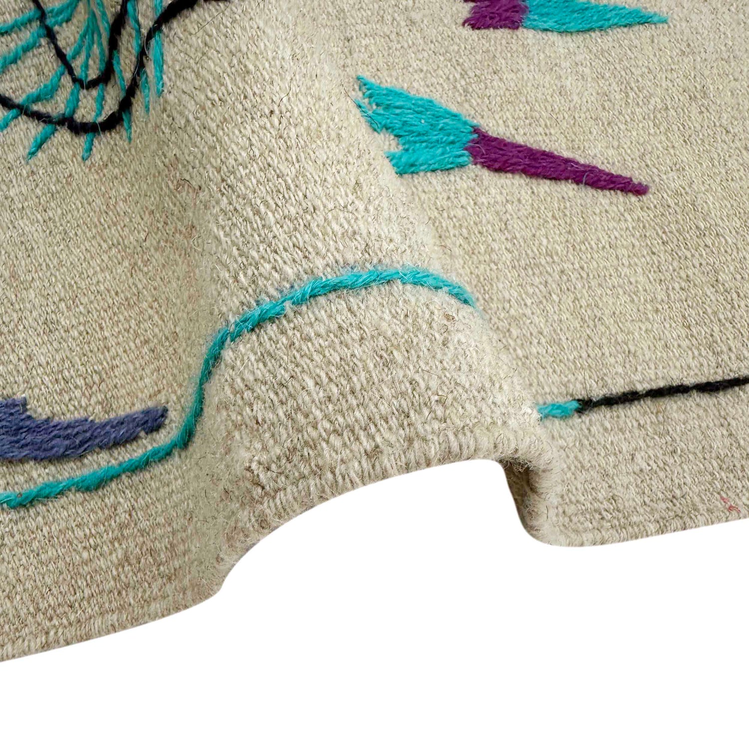 Embroidery Kilim Area Rug Handmade Beige Animal 4x6 ft
