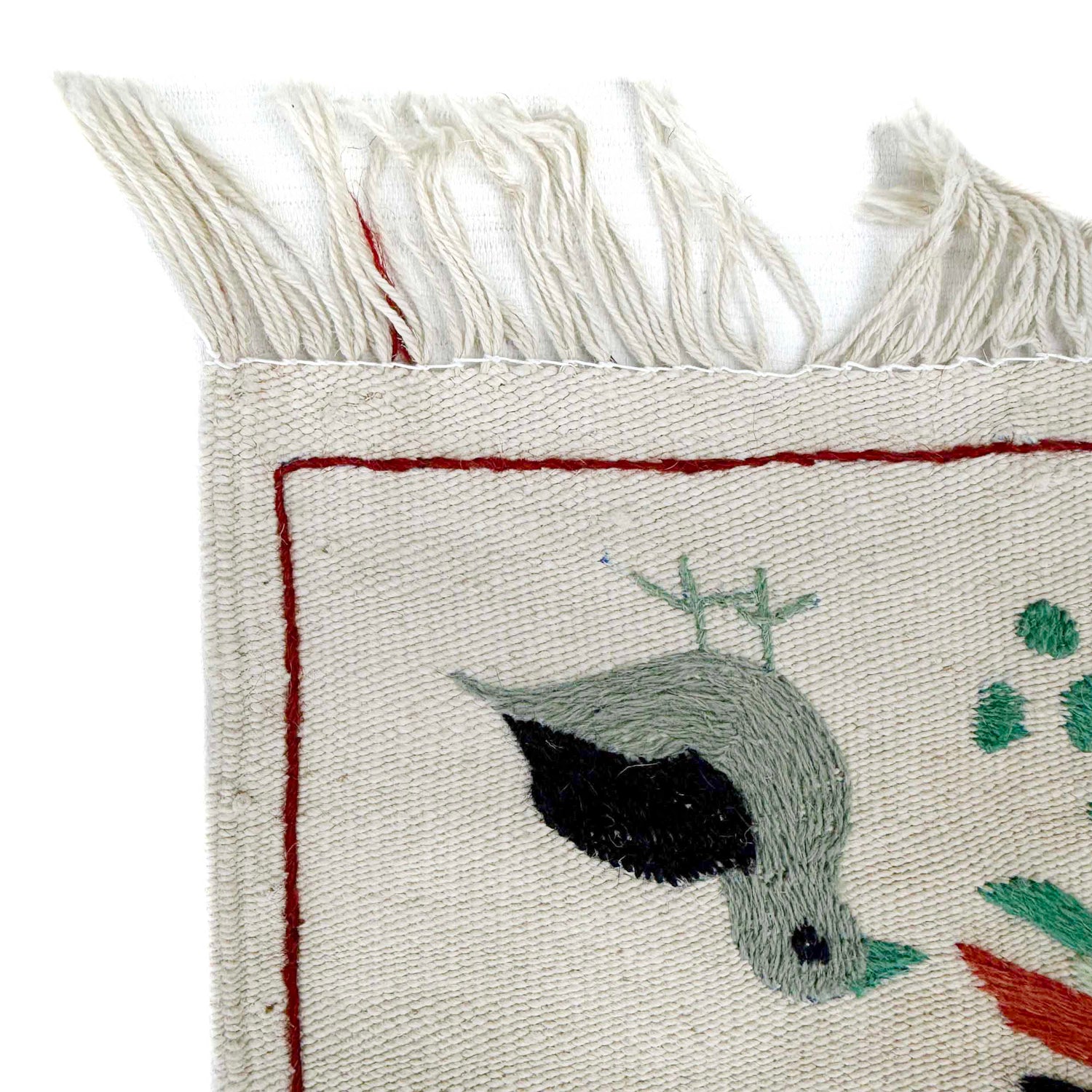Embroidery Kilim Area Rug Handmade Beige Animal 4x6 ft