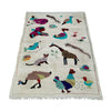 Embroidery Kilim Area Rug Handmade Beige Animal 3x5 ft