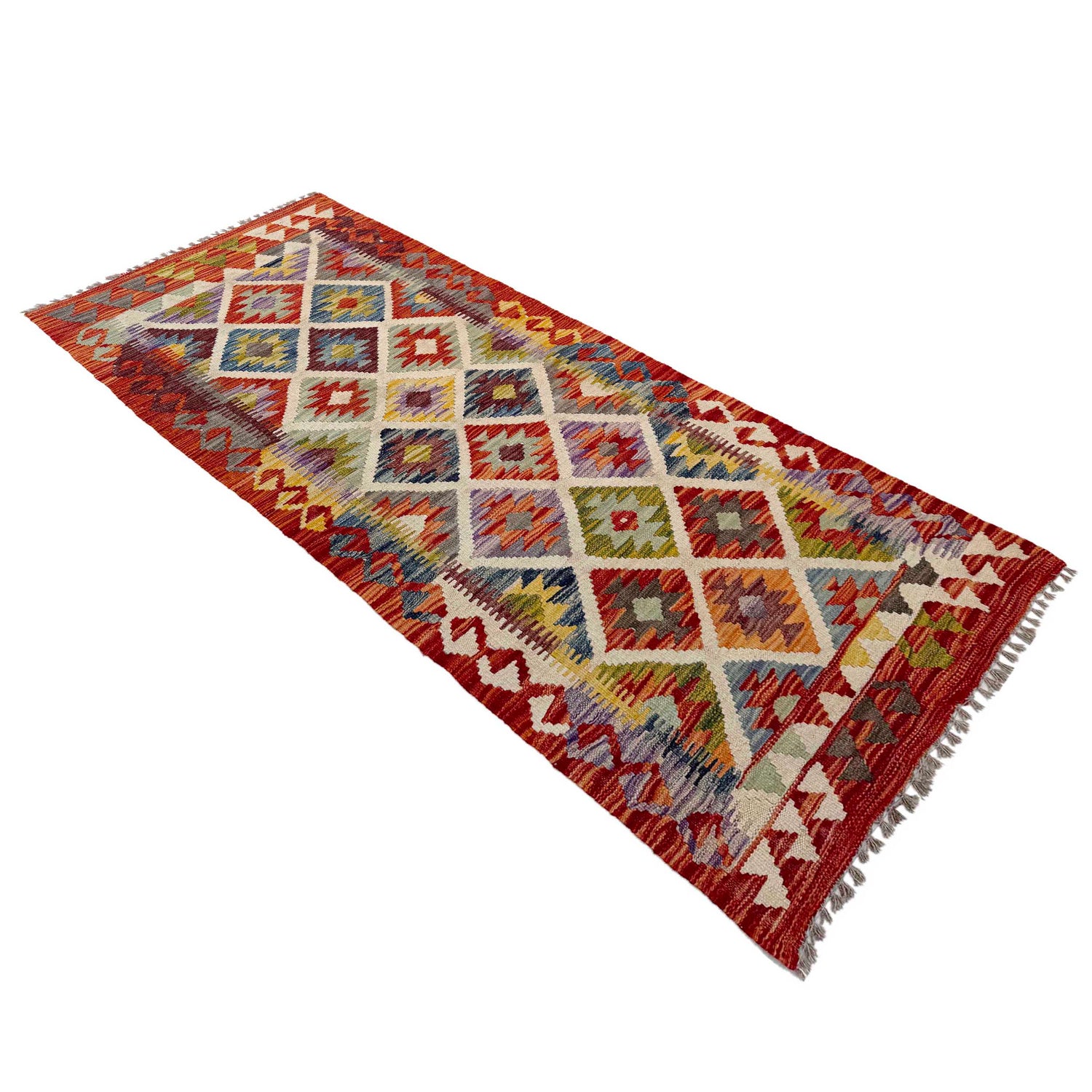 Handmade Multi Kilim Geometric 6' Runner