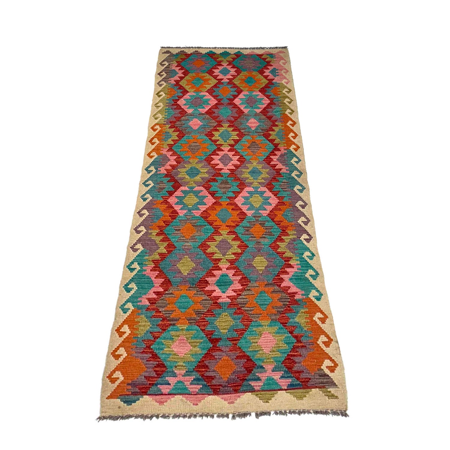 Handmade Multi Kilim Geometric 10' Runner