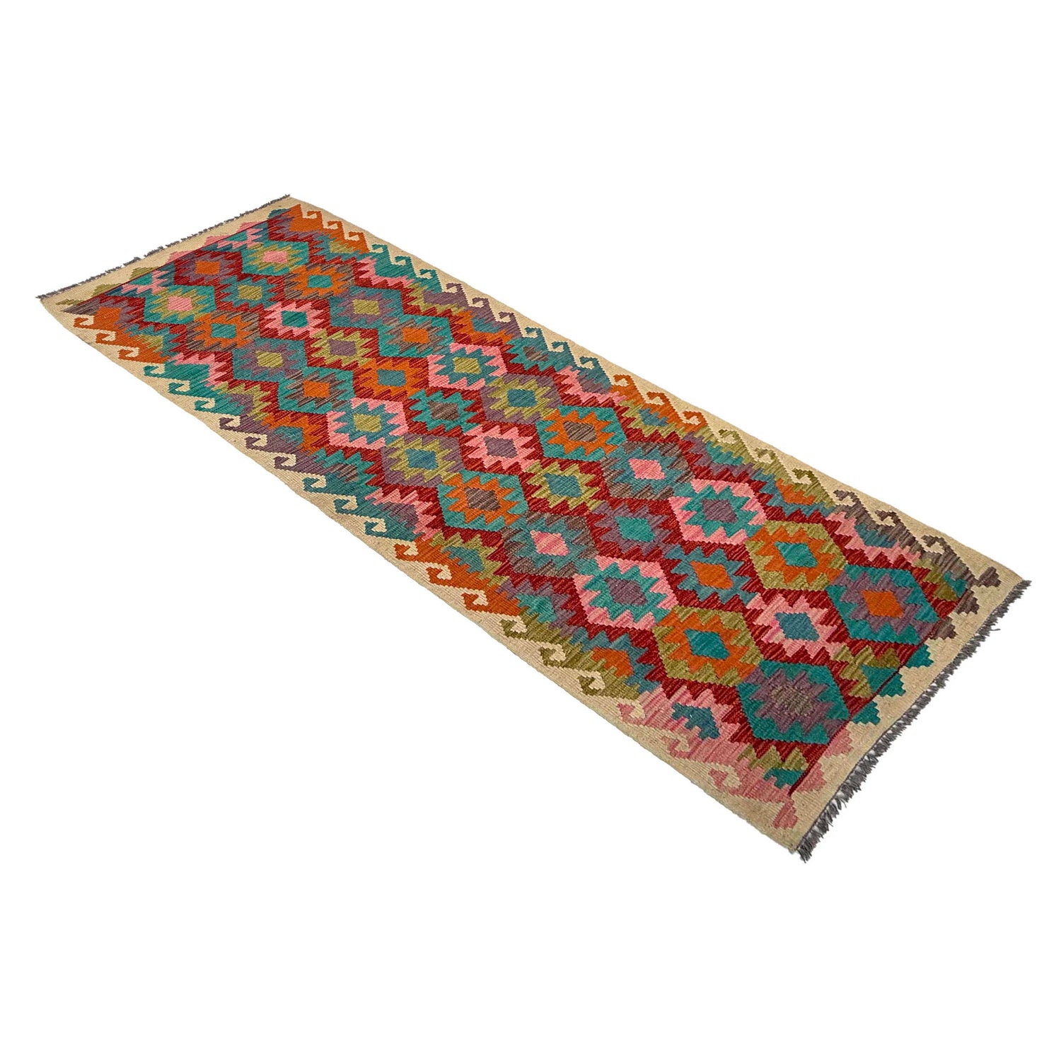 Handmade Multi Kilim Geometric 10' Runner