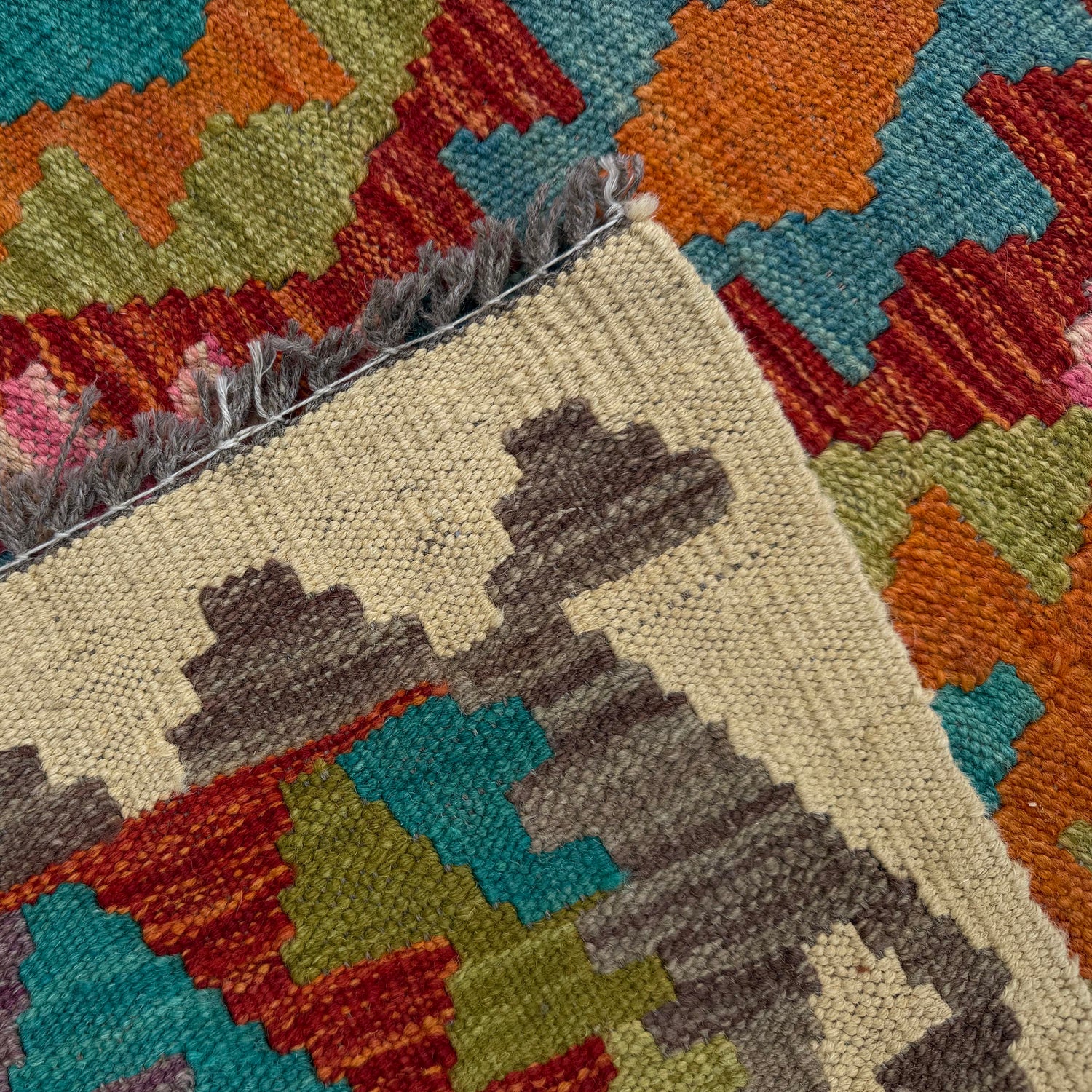 Handmade Multi Kilim Geometric 10' Runner