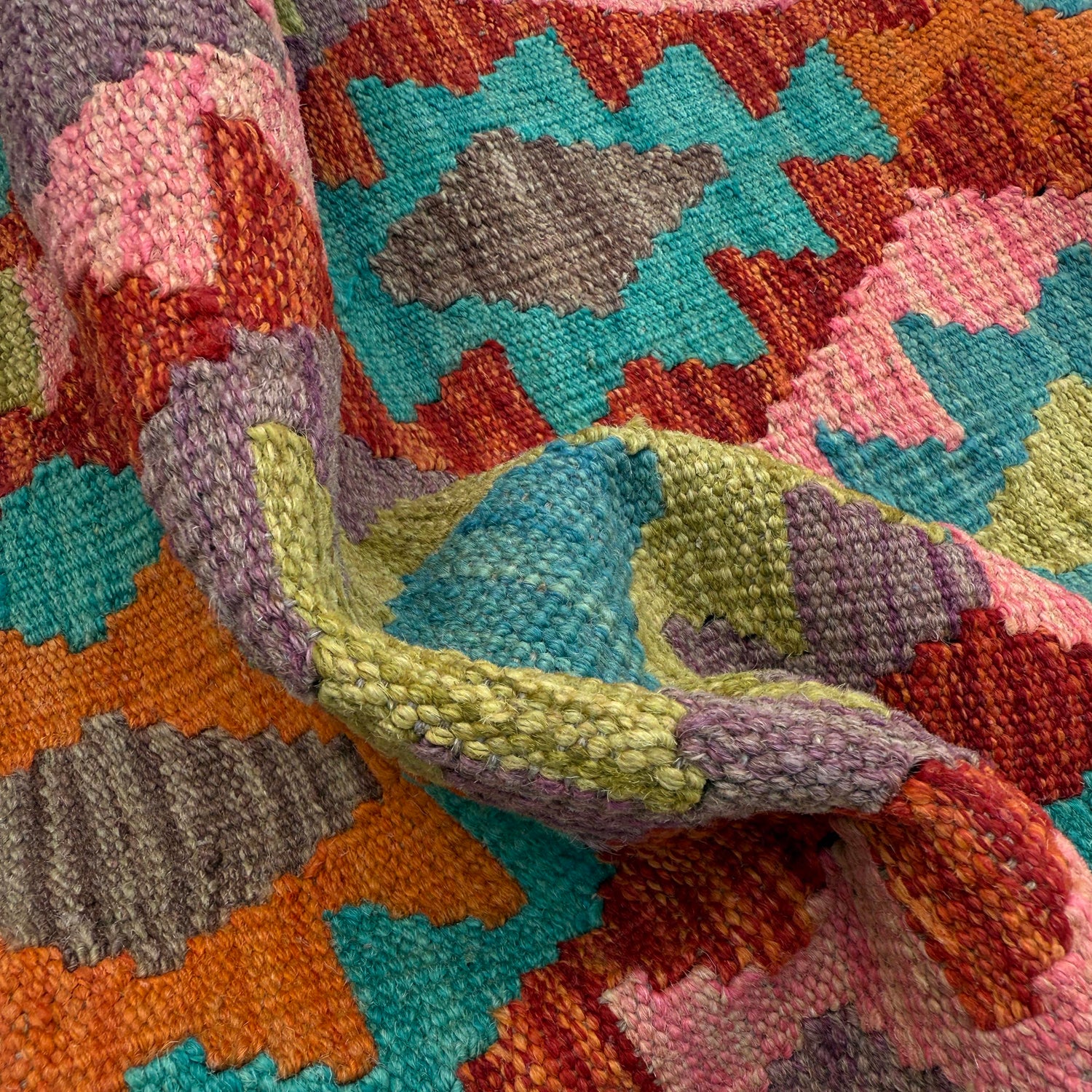 Handmade Multi Kilim Geometric 10' Runner