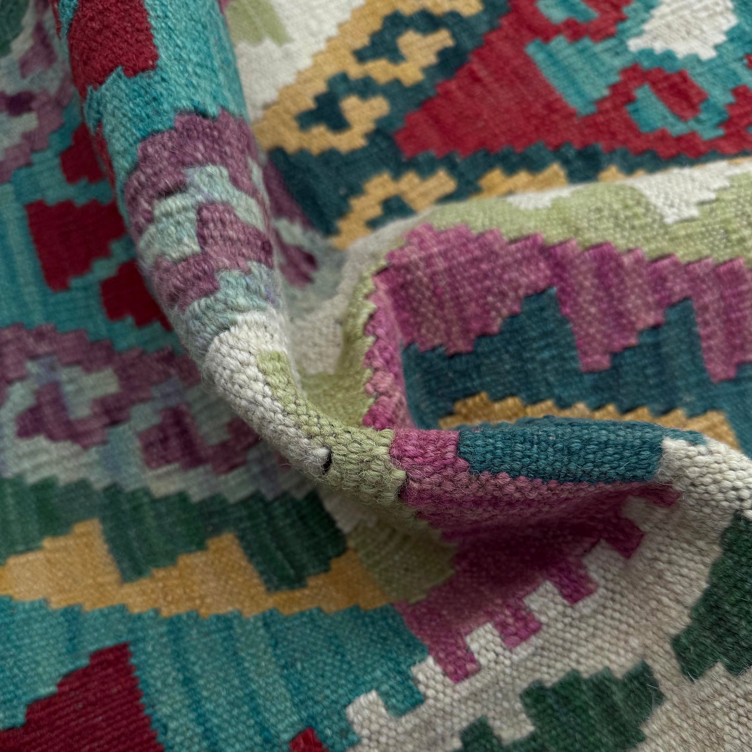 Handmade Multi Kilim Geometric 10' Runner