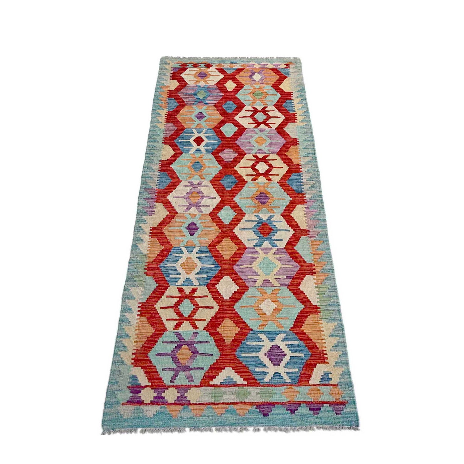 Handmade Multi Kilim Geometric 10' Runner