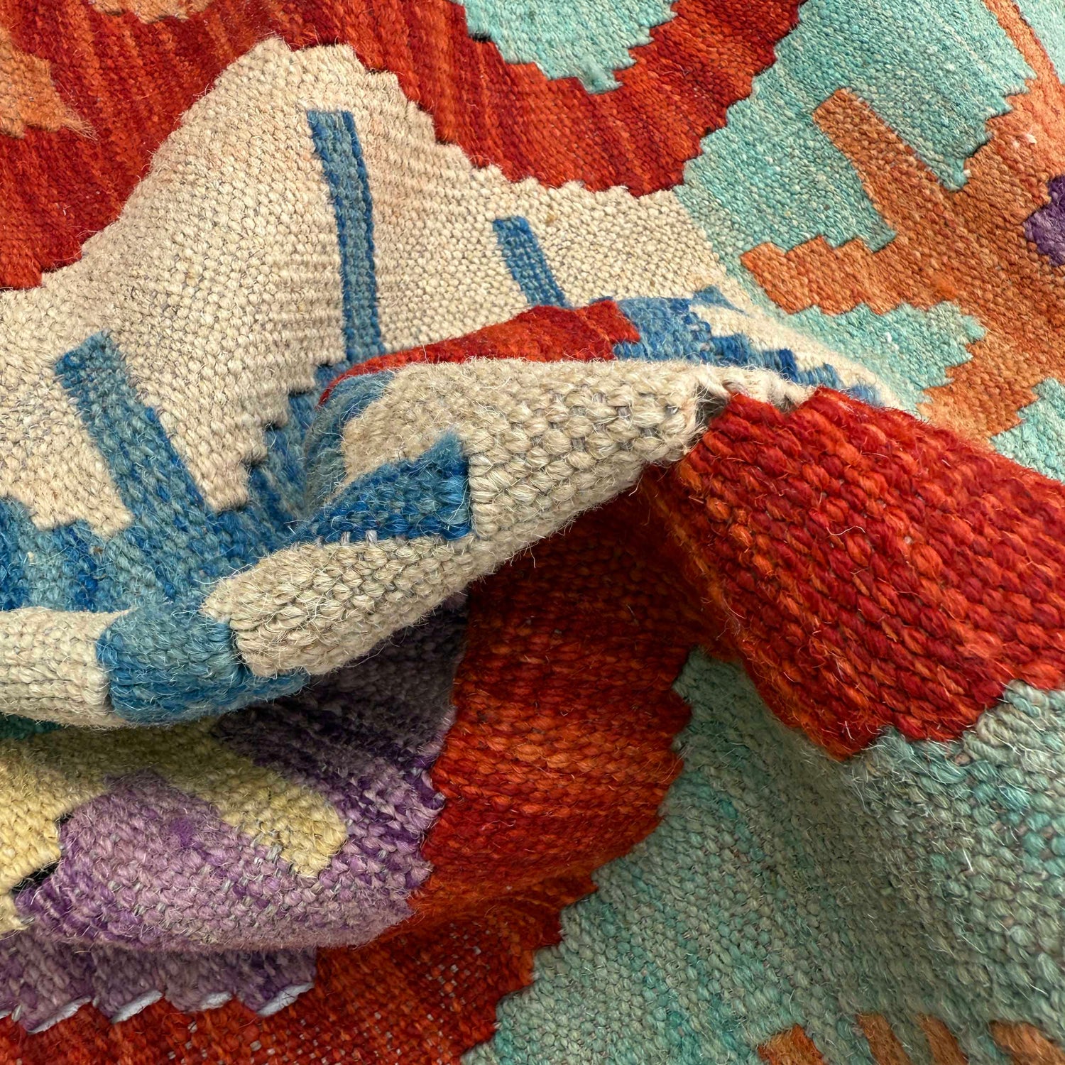 Handmade Multi Kilim Geometric 10' Runner