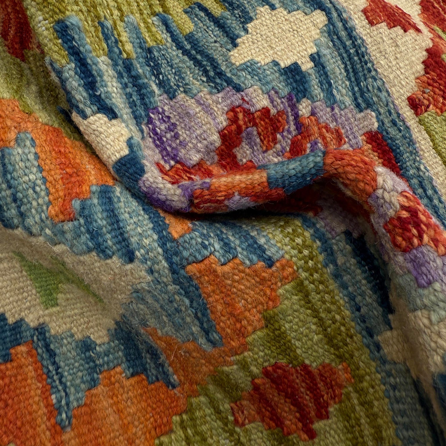 Handmade Multi Kilim Geometric 10' Runner