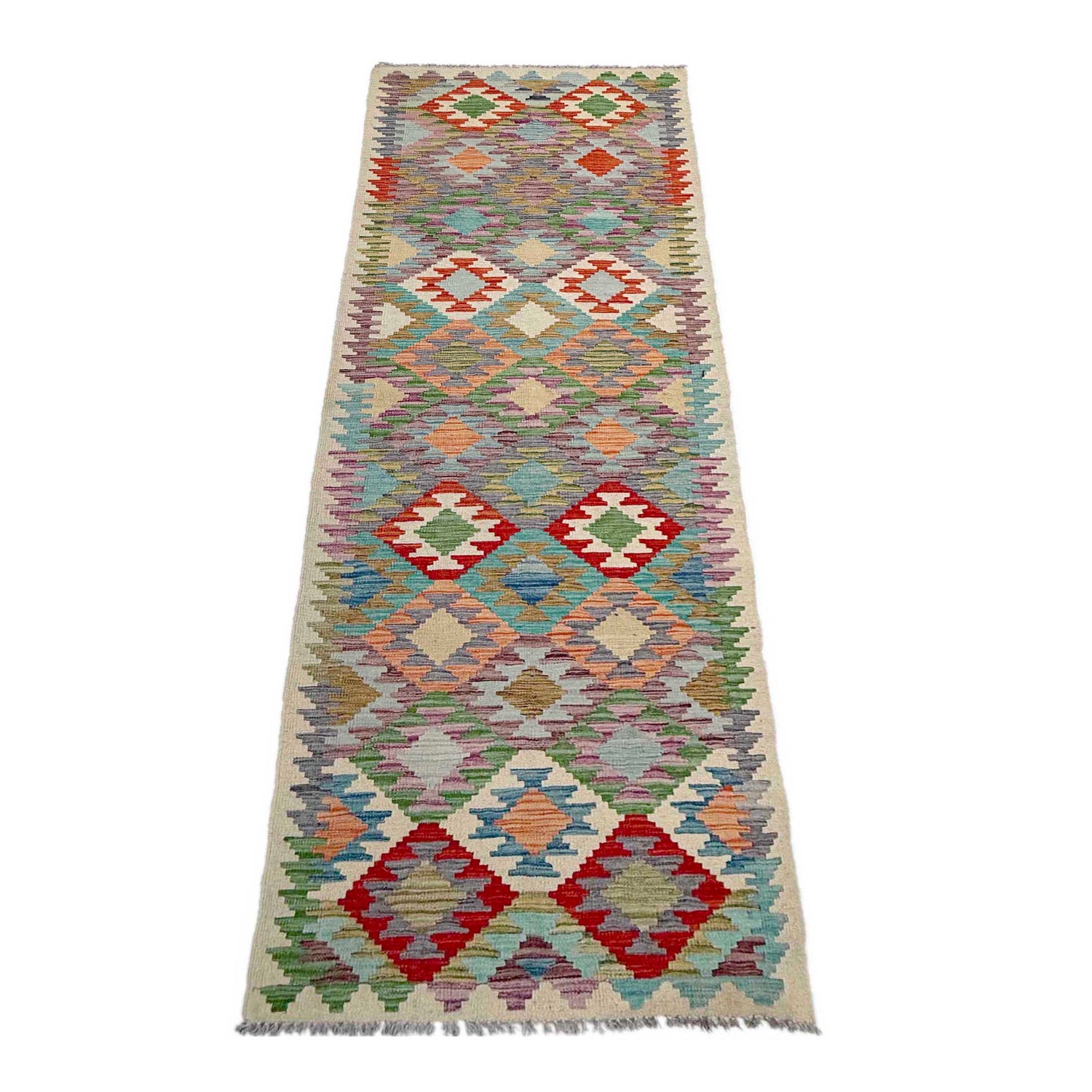 Handmade Multi Kilim Geometric 10' Runner