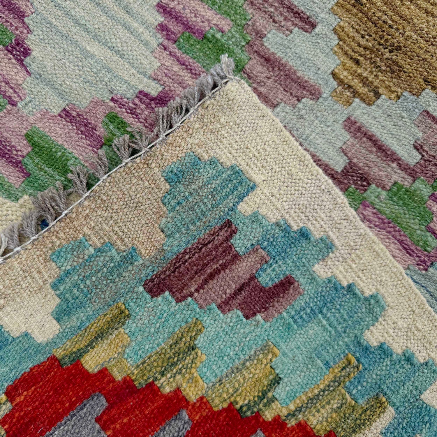 Handmade Multi Kilim Geometric 10' Runner