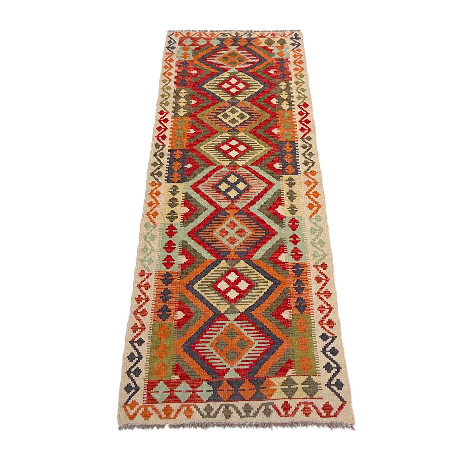 Handmade Multi Kilim Geometric 10' Runner