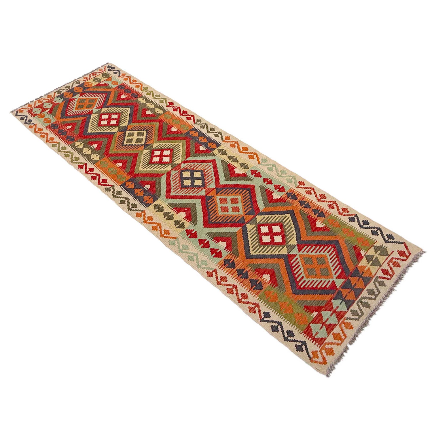 Handmade Multi Kilim Geometric 10' Runner