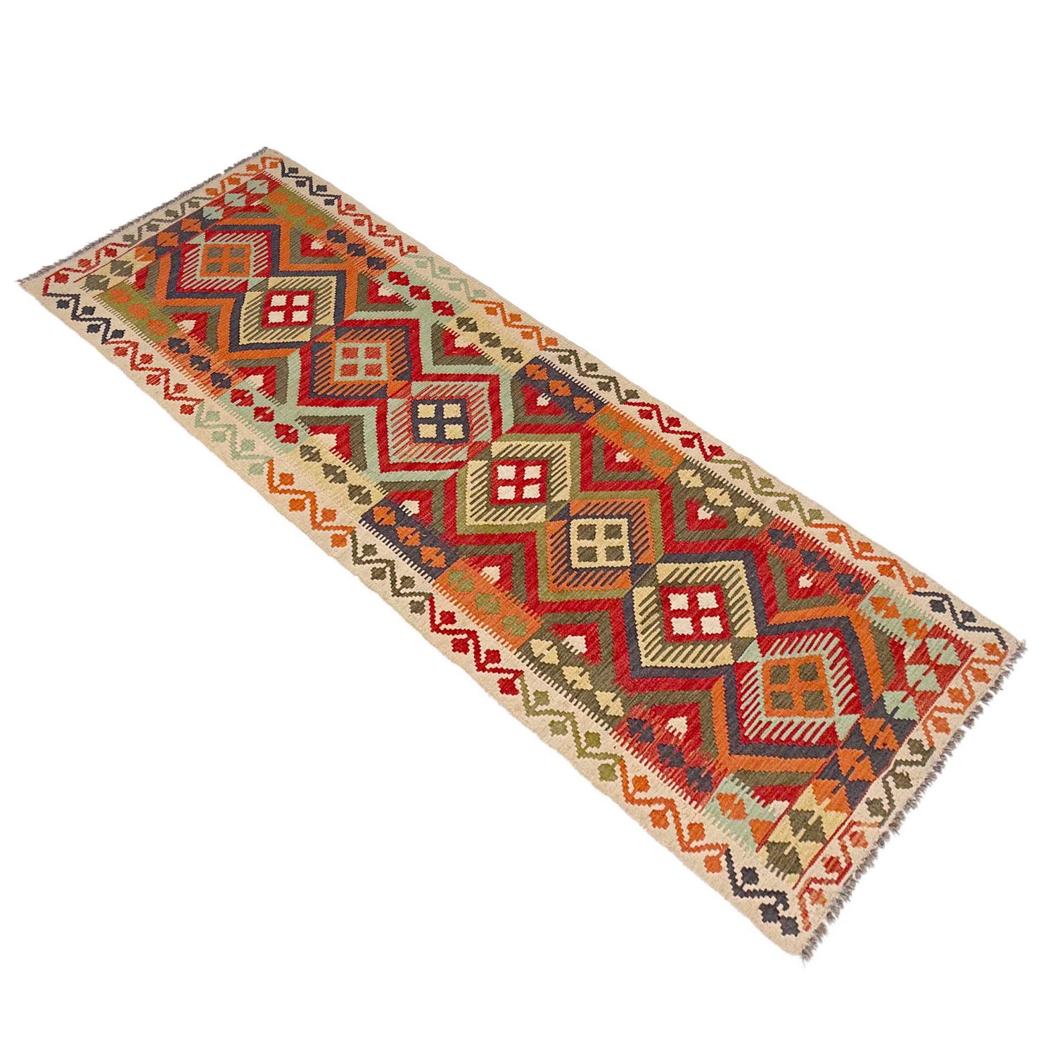 Handmade Multi Kilim Geometric 10' Runner