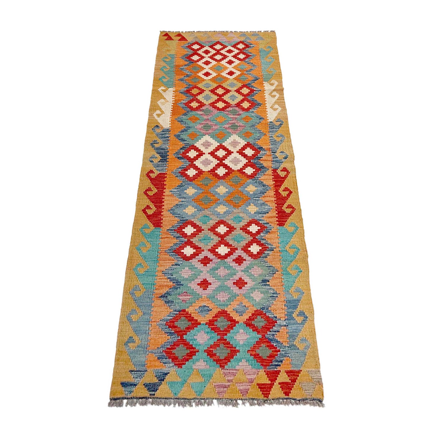 Handmade Multi Kilim Geometric 10' Runner