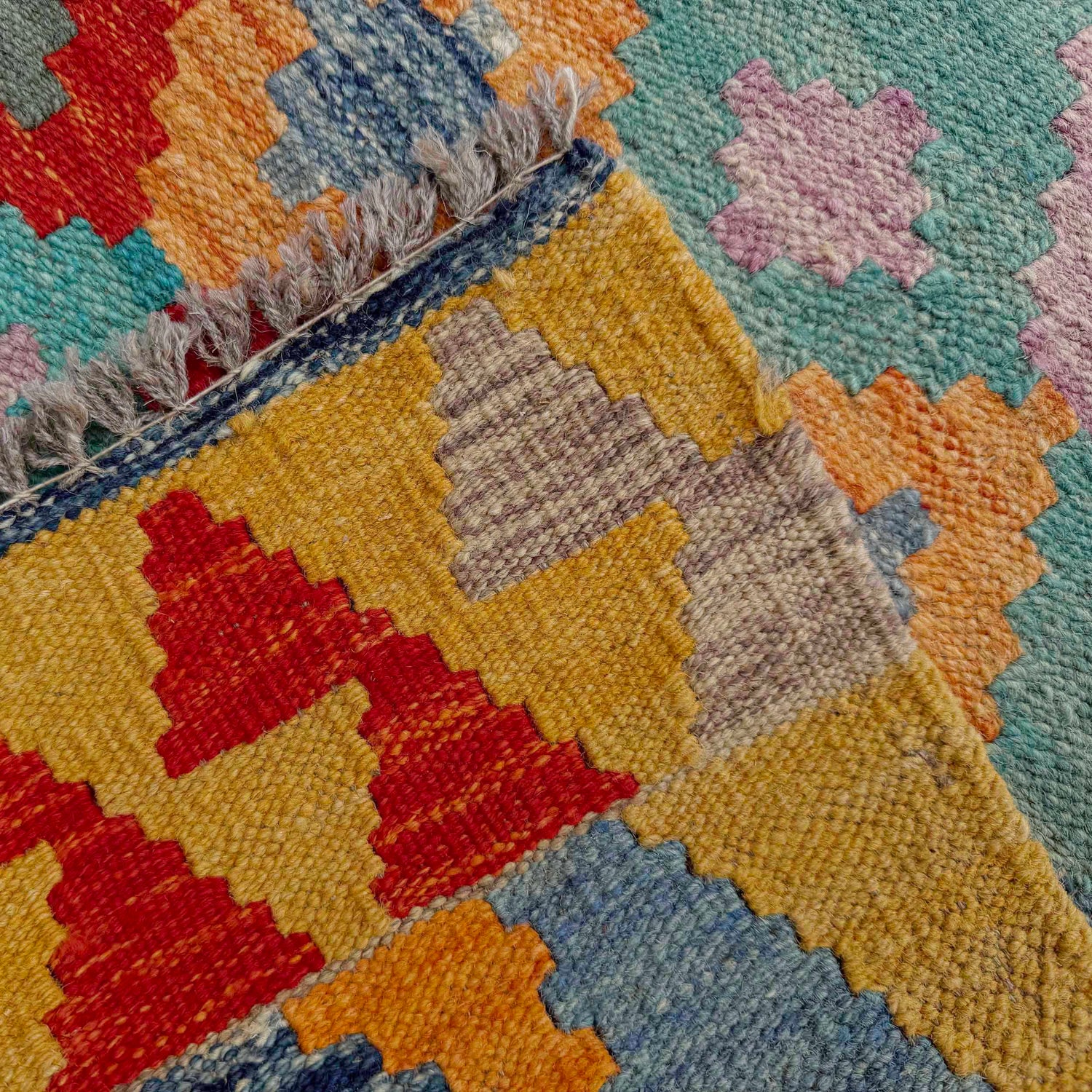 Handmade Multi Kilim Geometric 10' Runner
