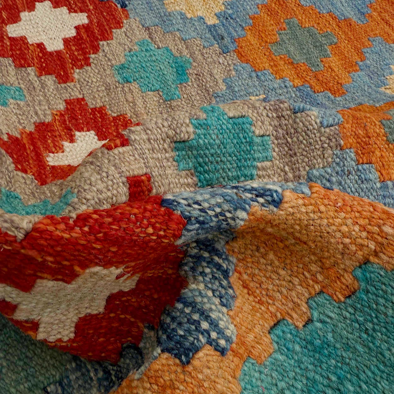 Handmade Multi Kilim Geometric 10' Runner