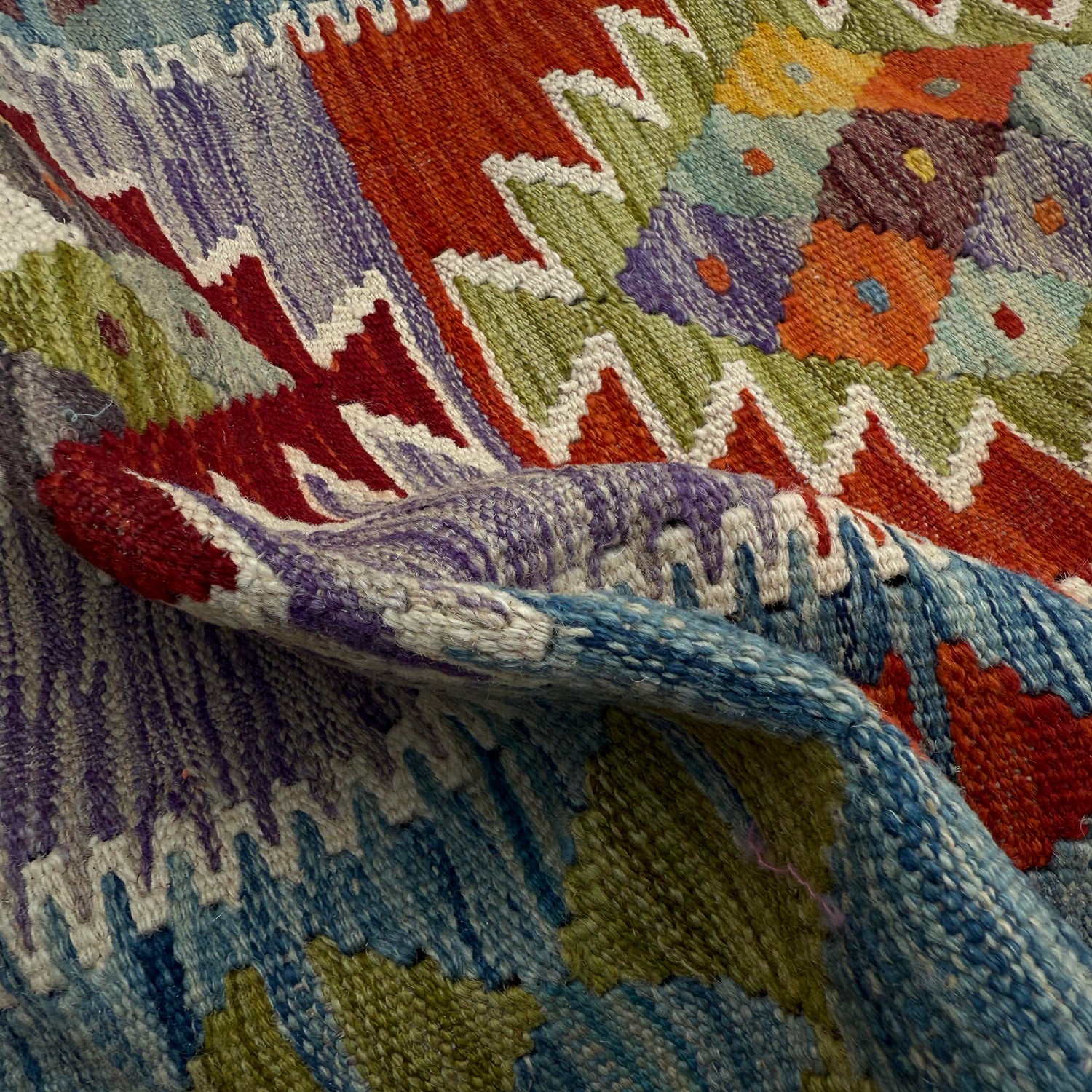 Handmade Multi Kilim Geometric 10' Runner
