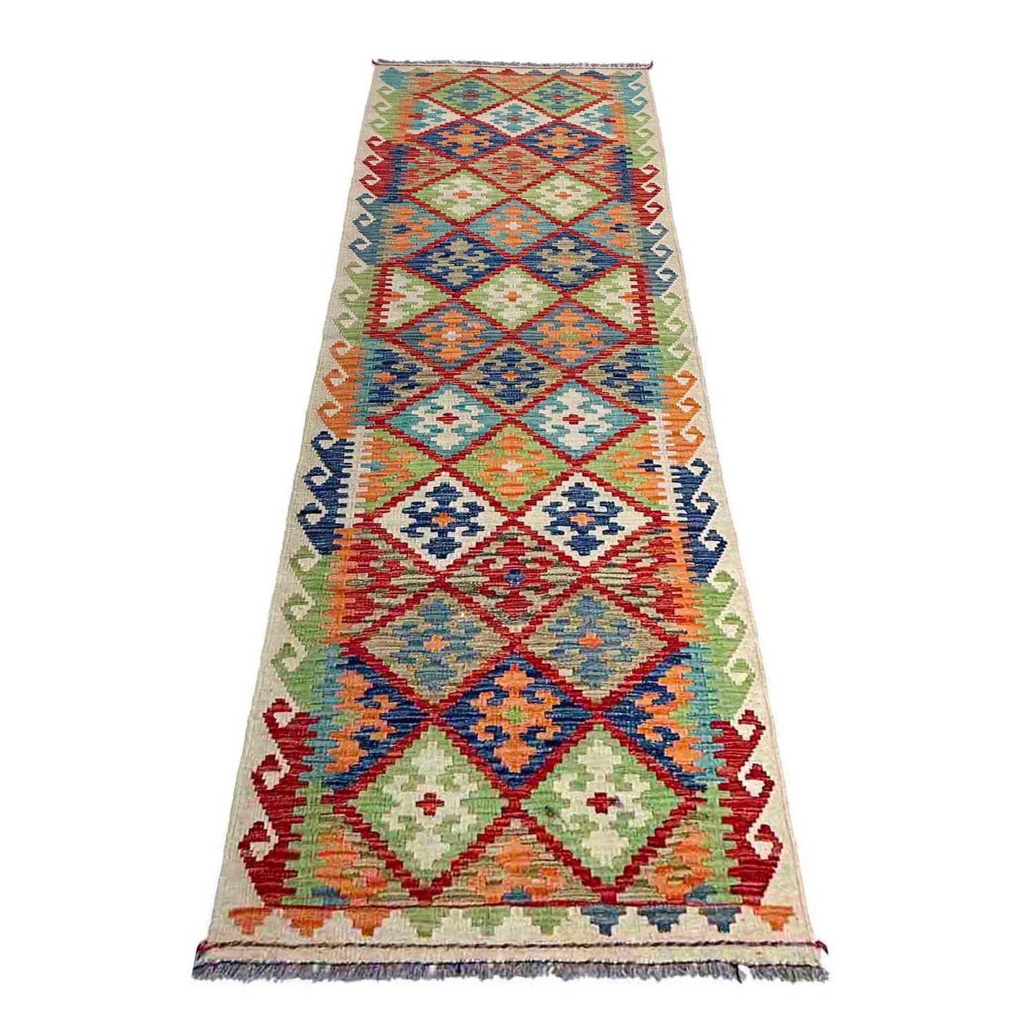 Handmade Multi Kilim Geometric 10' Runner