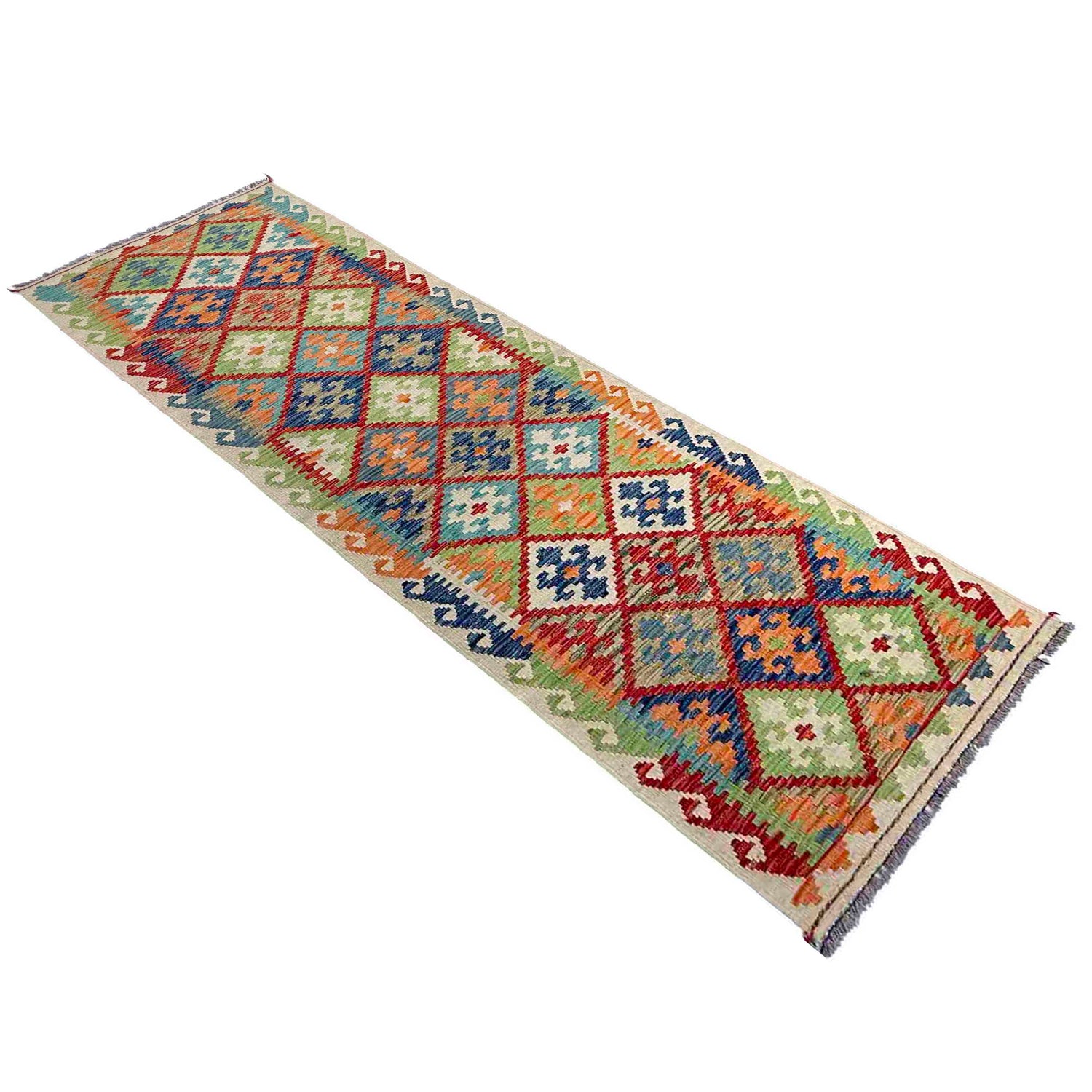 Handmade Multi Kilim Geometric 10' Runner