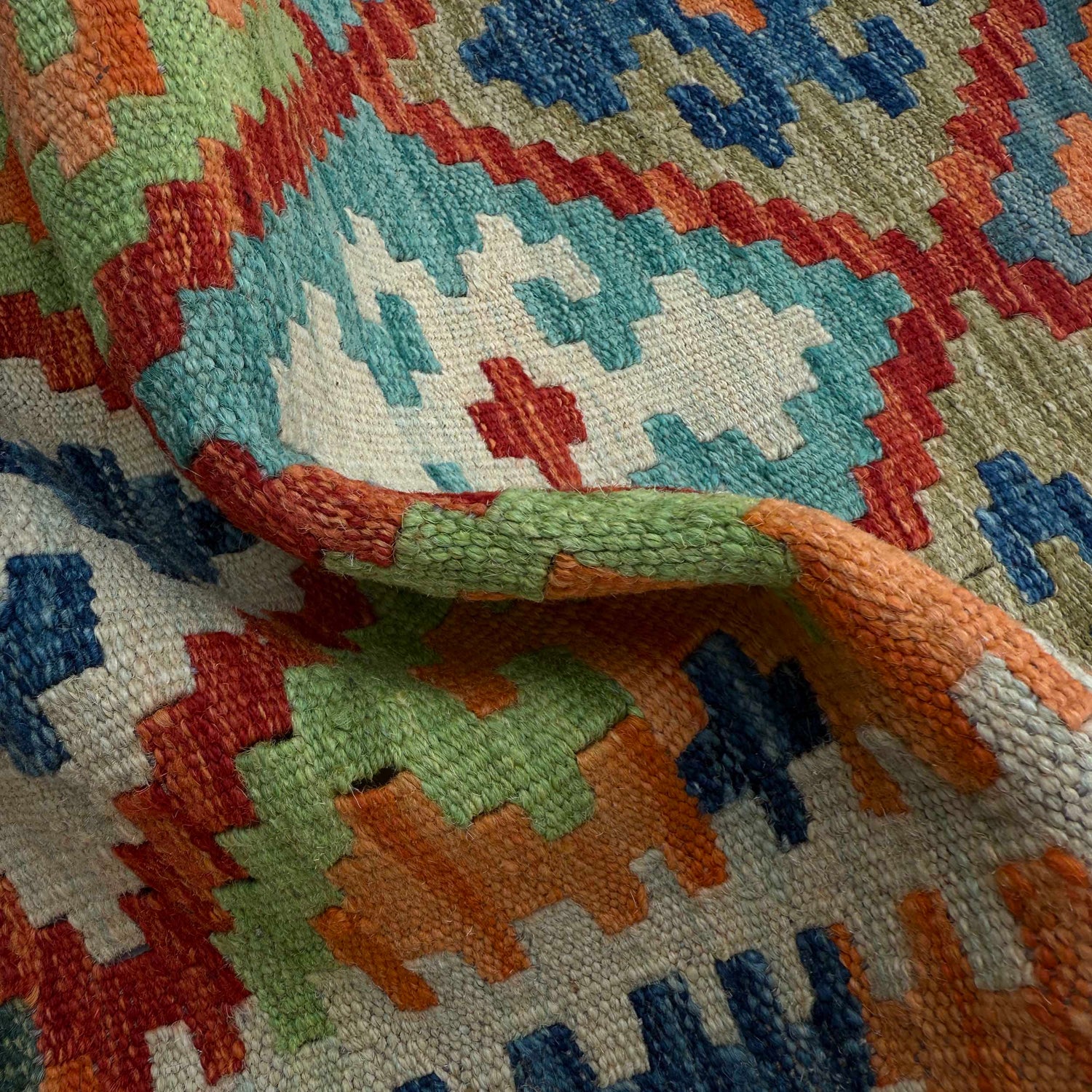 Handmade Multi Kilim Geometric 10' Runner