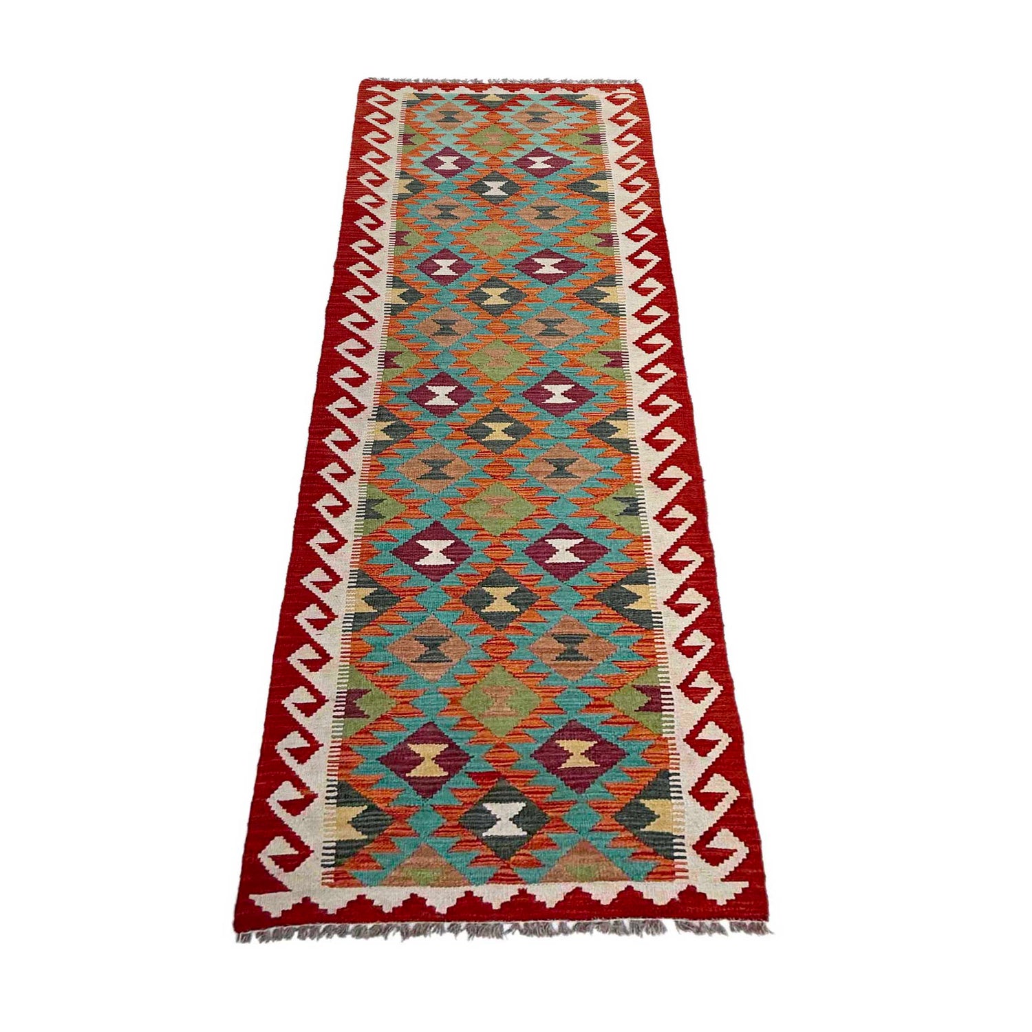 Handmade Multi Kilim Geometric 10' Runner