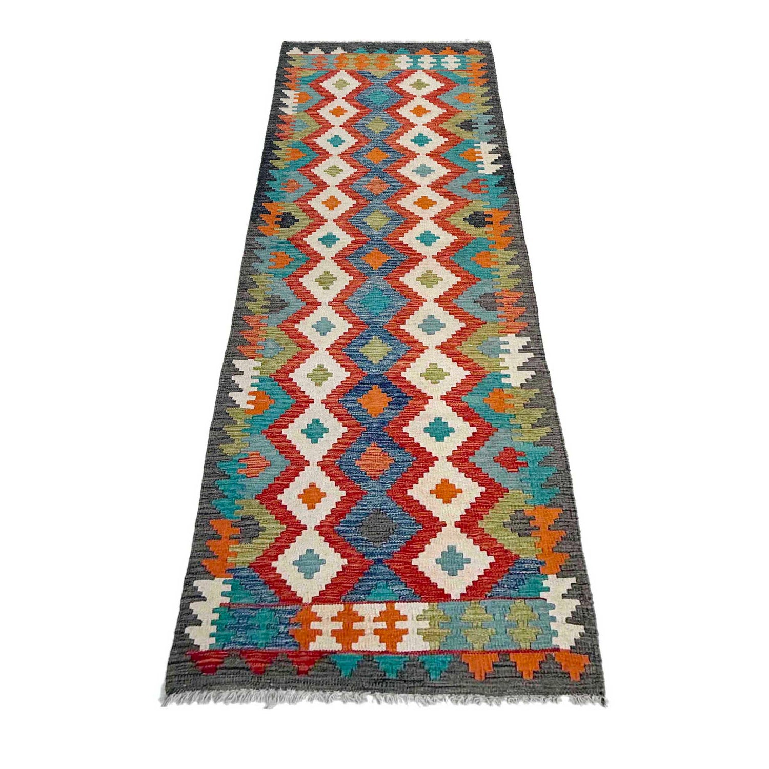 Handmade Multi Kilim Geometric 10' Runner