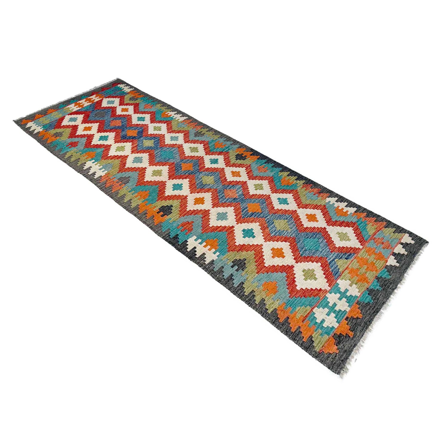 Handmade Multi Kilim Geometric 10' Runner