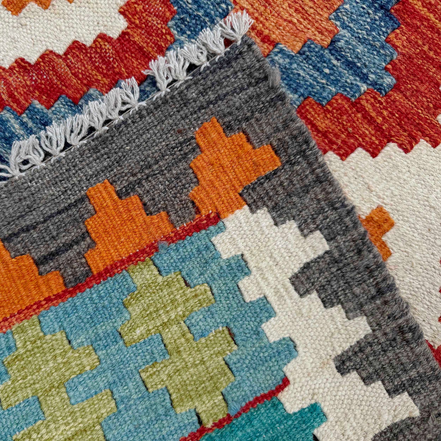 Handmade Multi Kilim Geometric 10' Runner
