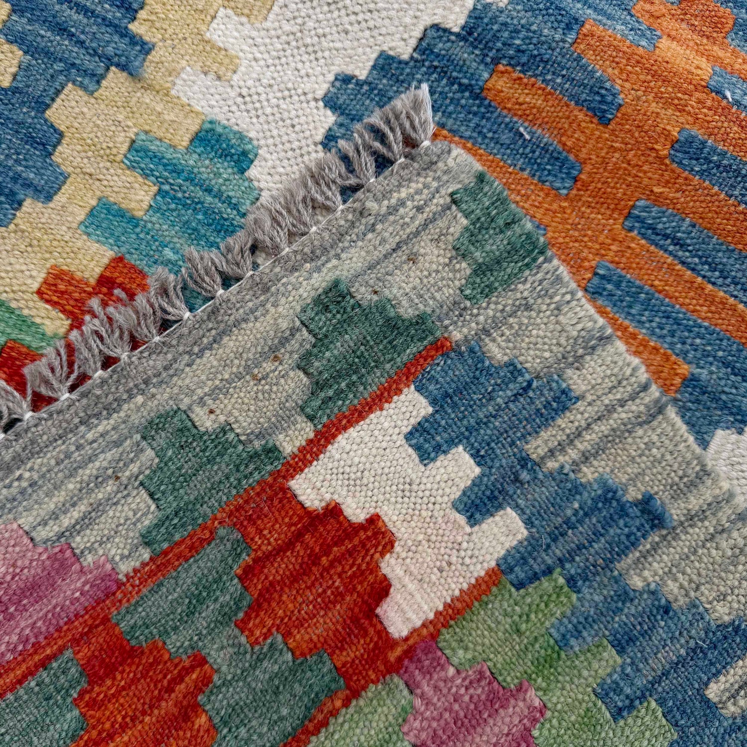 Handmade Multi Kilim Geometric 10' Runner