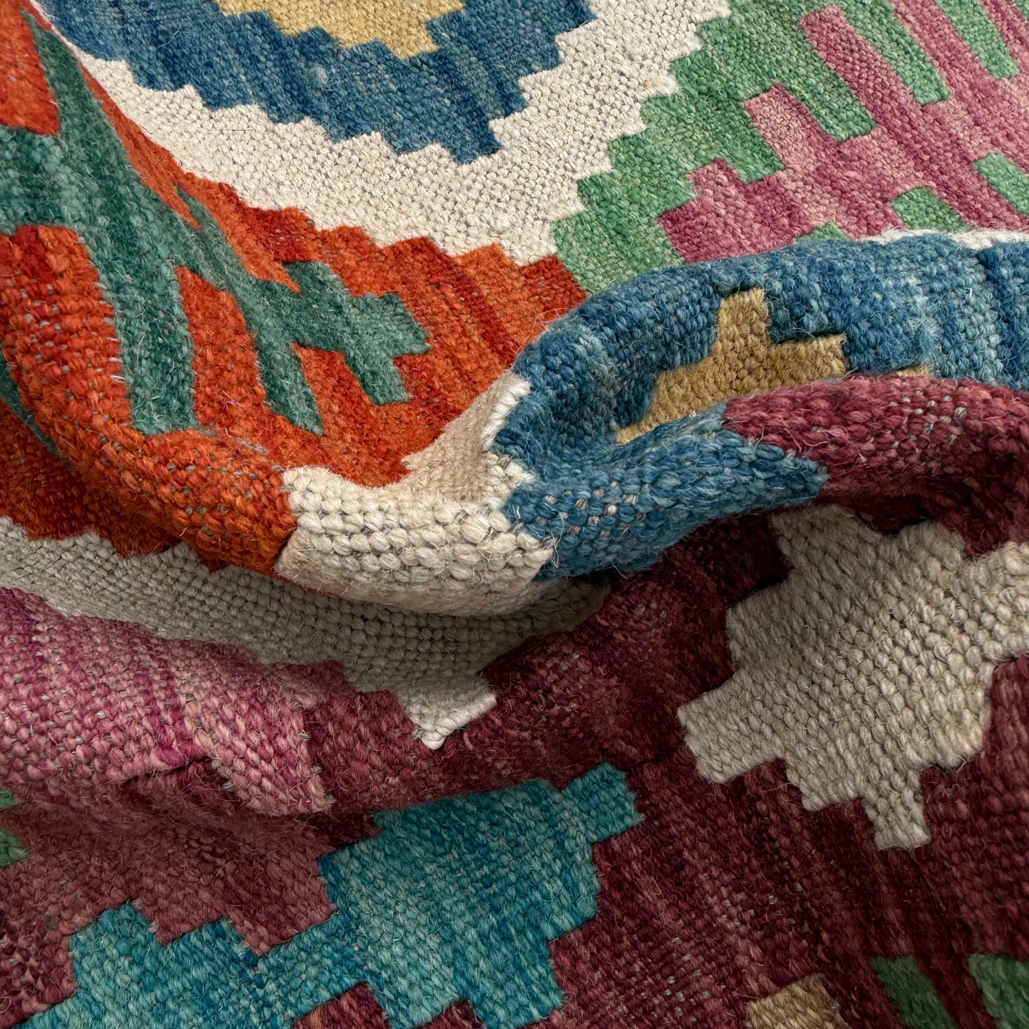 Handmade Multi Kilim Geometric 10' Runner