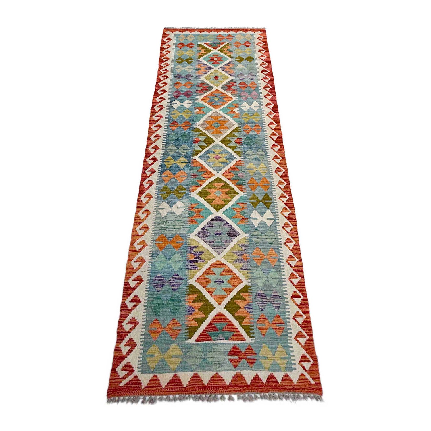 Handmade Multi Kilim Geometric 10' Runner