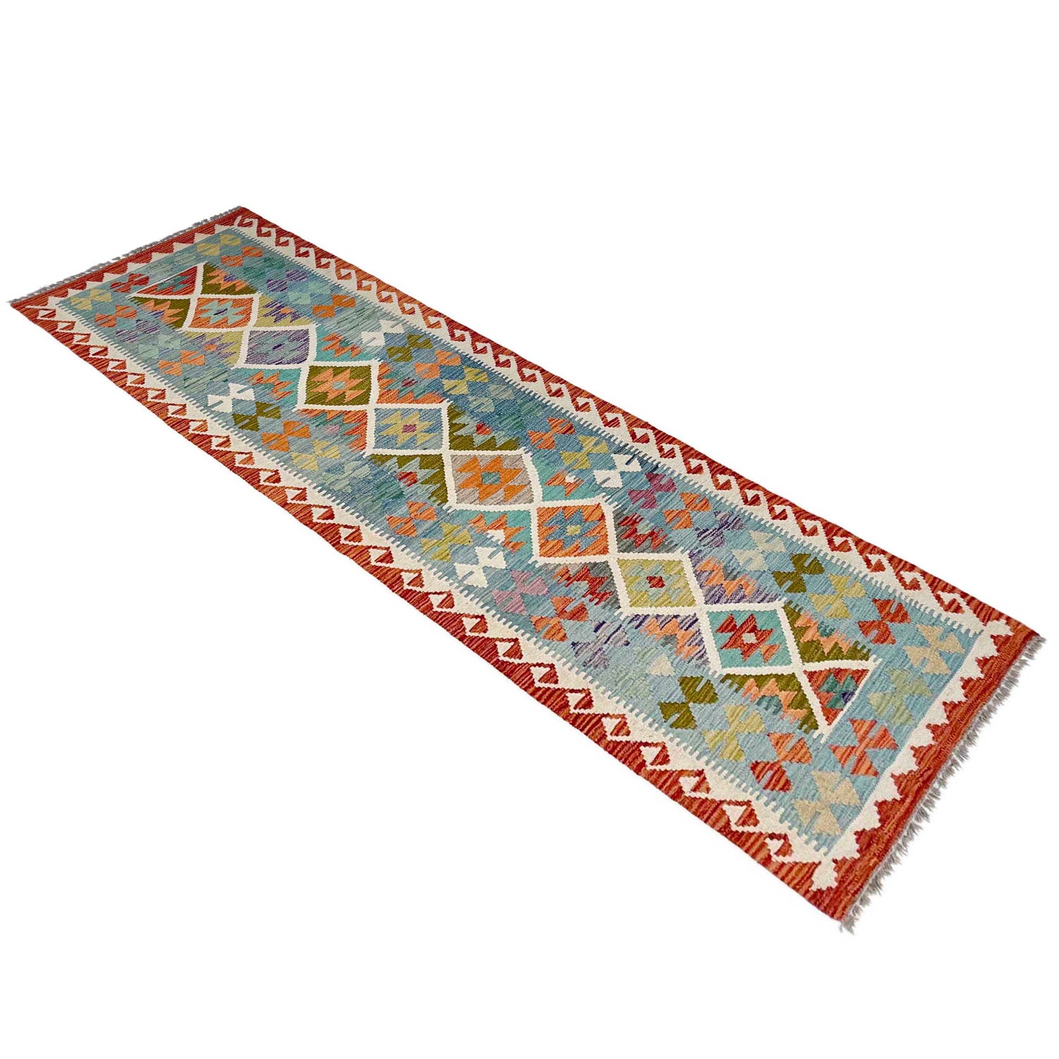 Handmade Multi Kilim Geometric 10' Runner