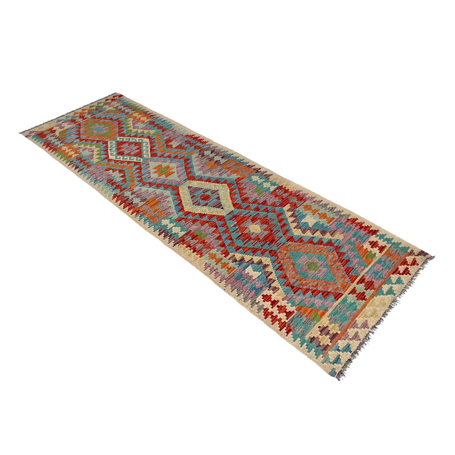 Handmade Multi Kilim Geometric 10' Runner