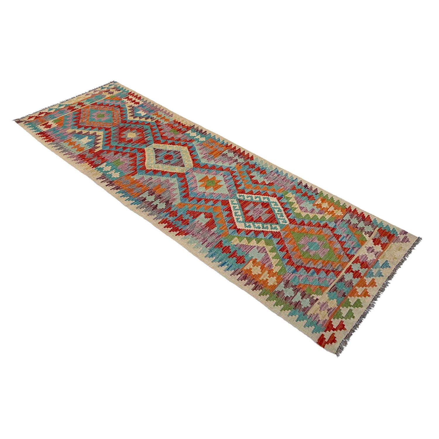 Handmade Multi Kilim Geometric 10' Runner