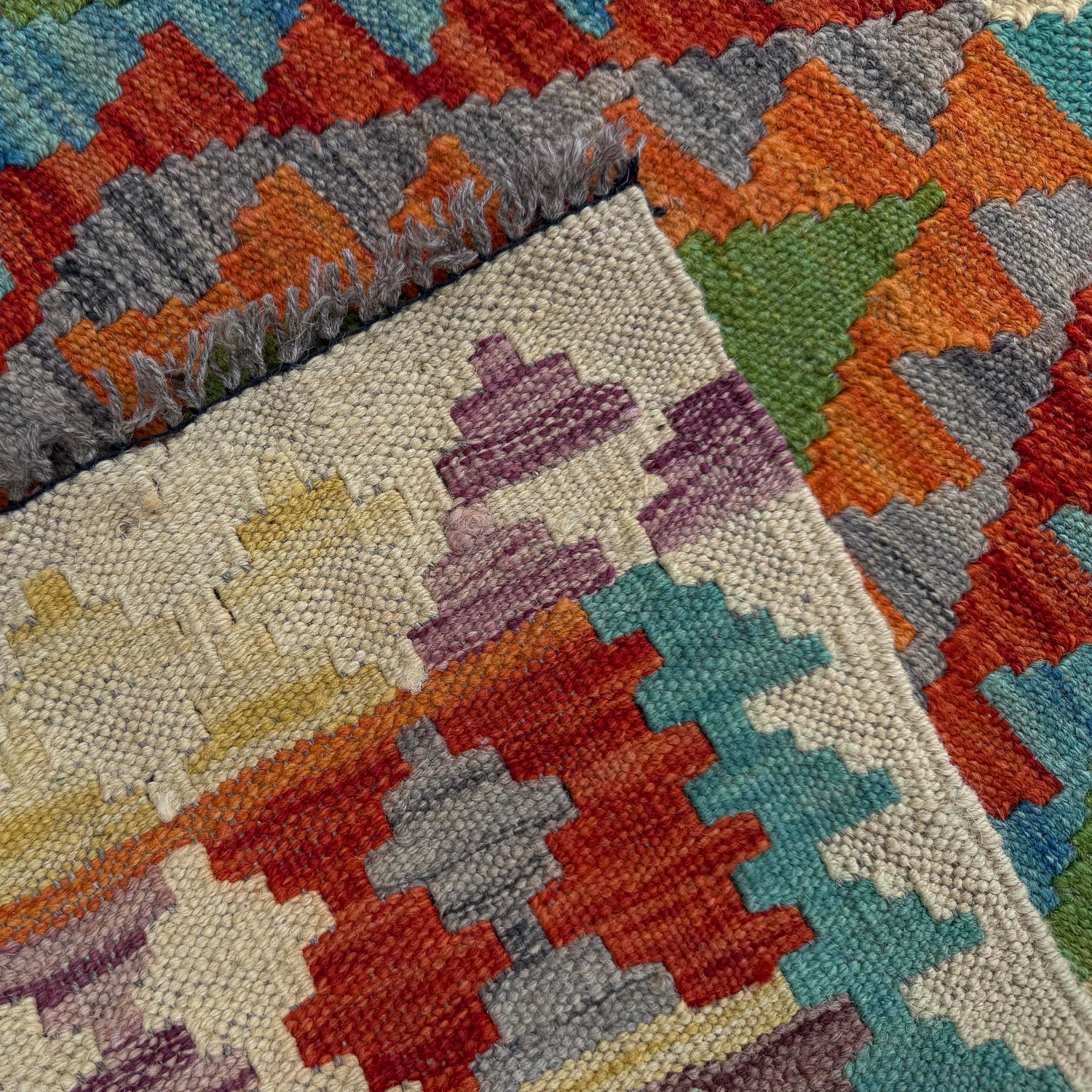Handmade Multi Kilim Geometric 10' Runner