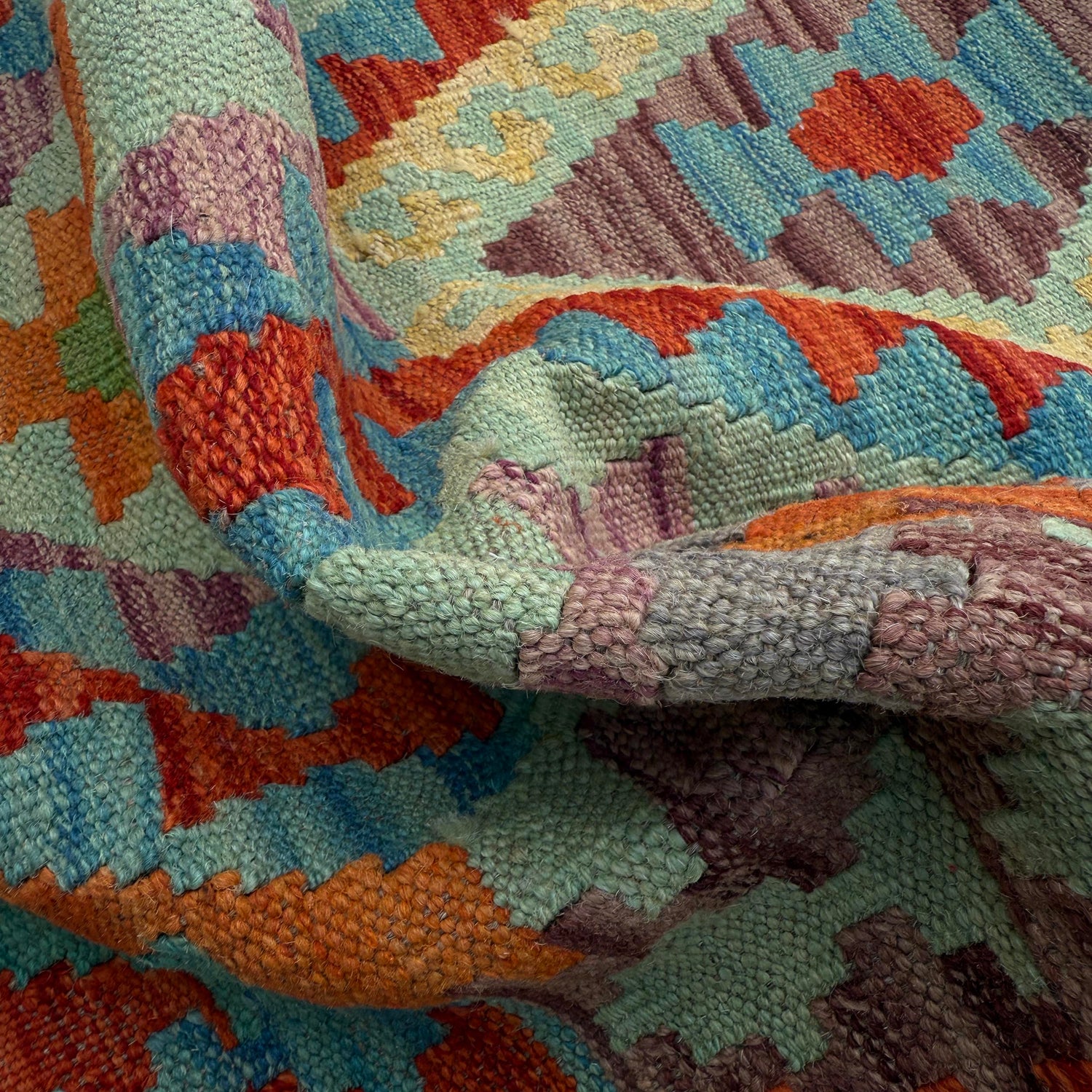 Handmade Multi Kilim Geometric 10' Runner