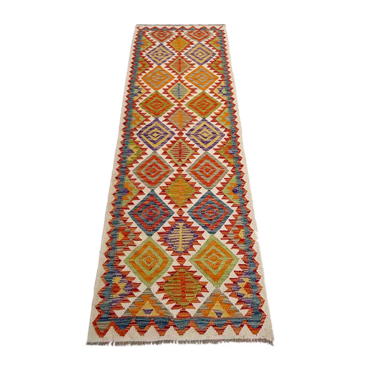 Handmade Multi Kilim Geometric 10' Runner