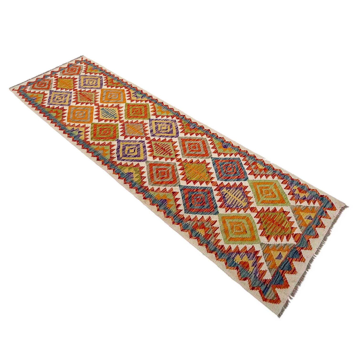 Handmade Multi Kilim Geometric 10' Runner