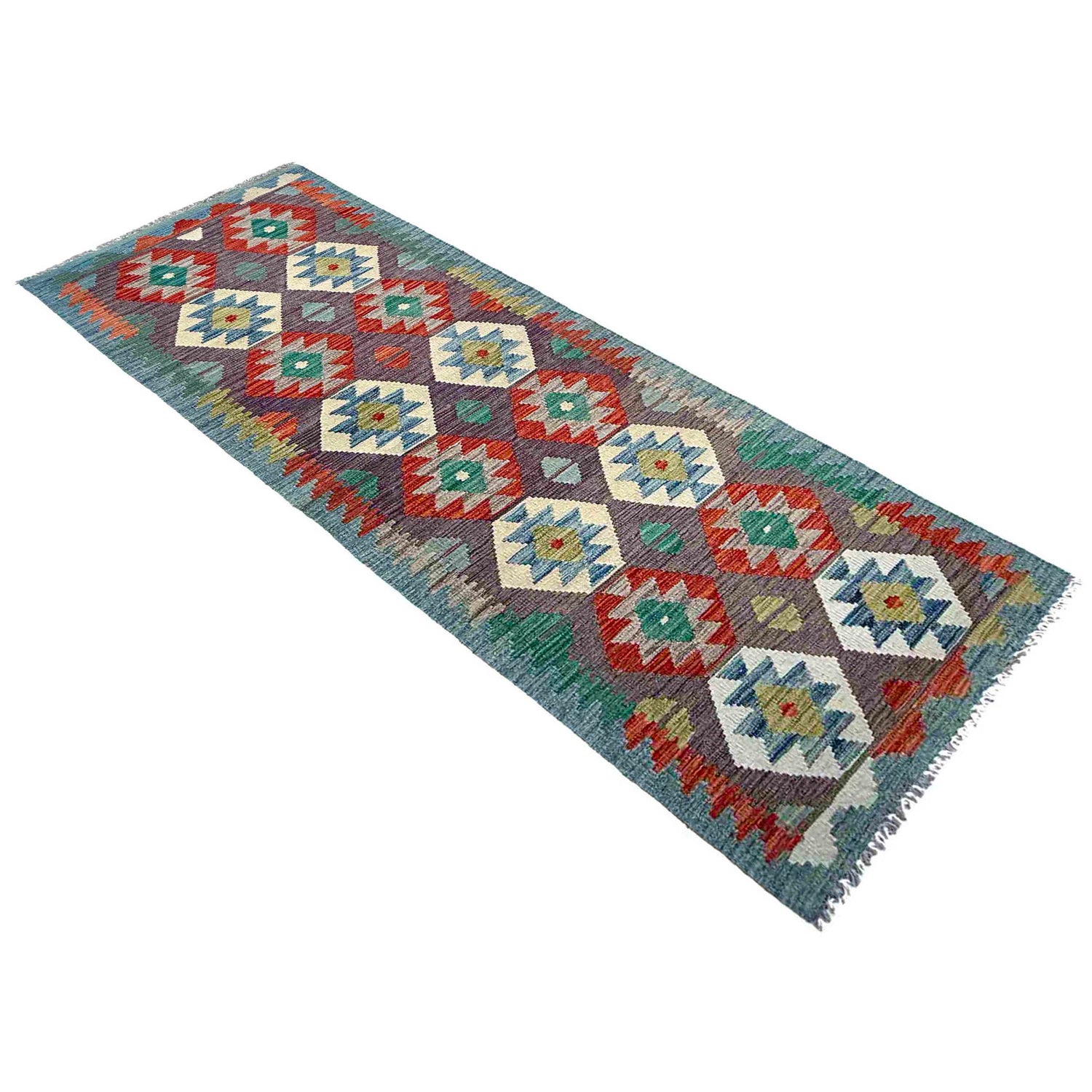 Handmade Multi Kilim Geometric 10' Runner