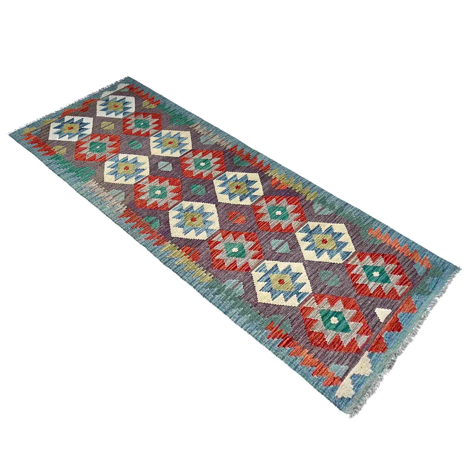 Handmade Multi Kilim Geometric 10' Runner