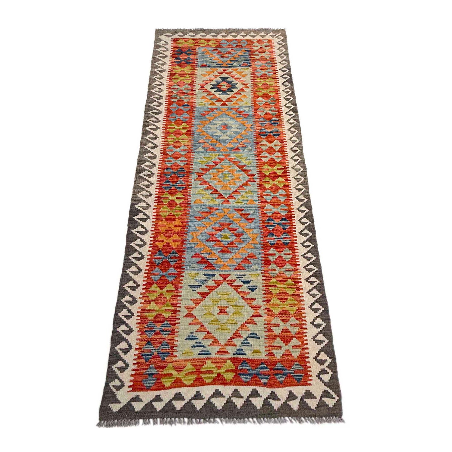 Handmade Multi Kilim Geometric 10' Runner
