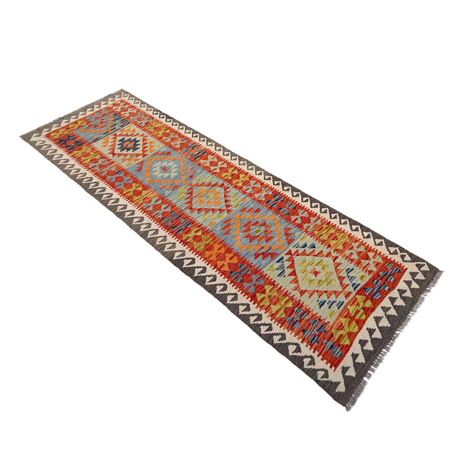 Handmade Multi Kilim Geometric 10' Runner