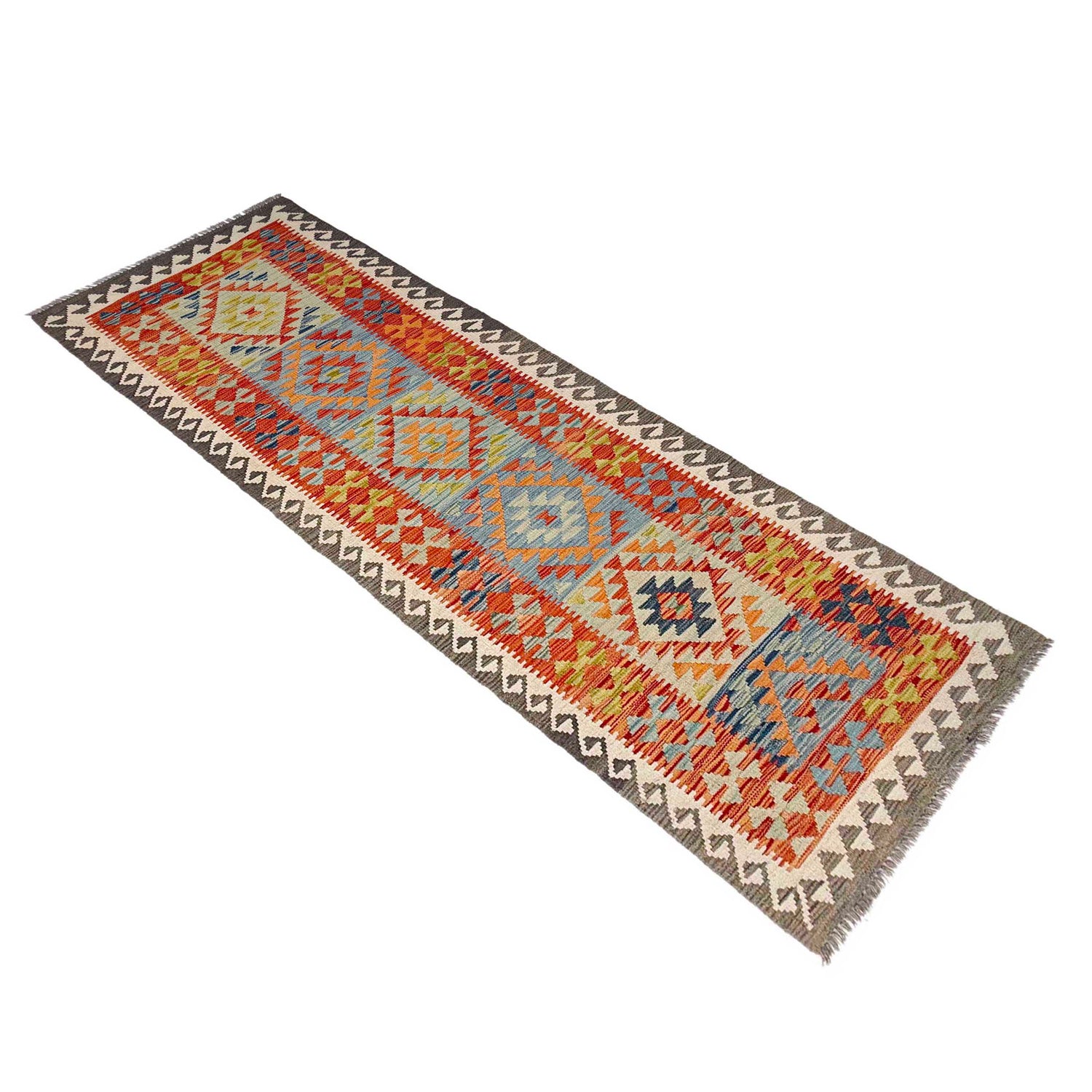 Handmade Multi Kilim Geometric 10' Runner