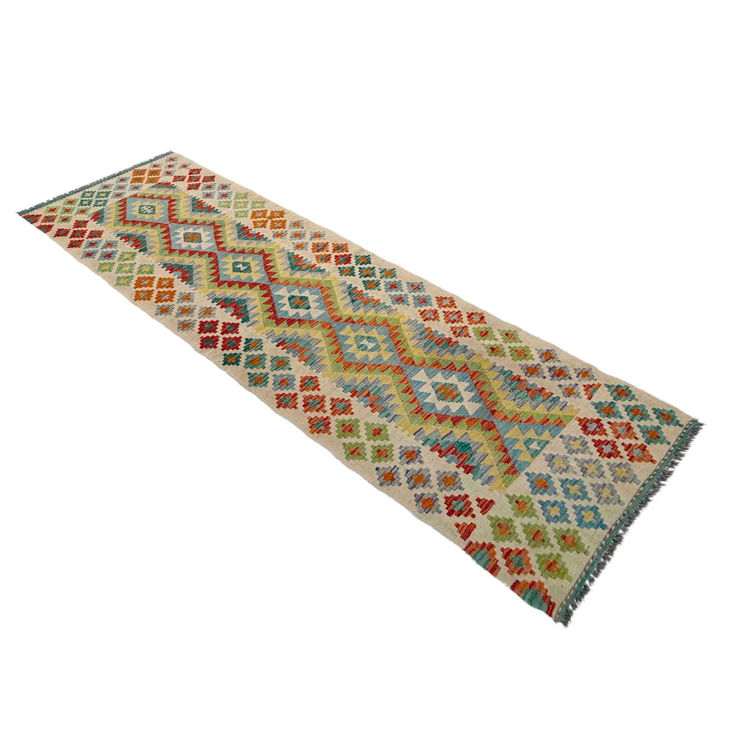 Handmade Multi Kilim Geometric 10' Runner