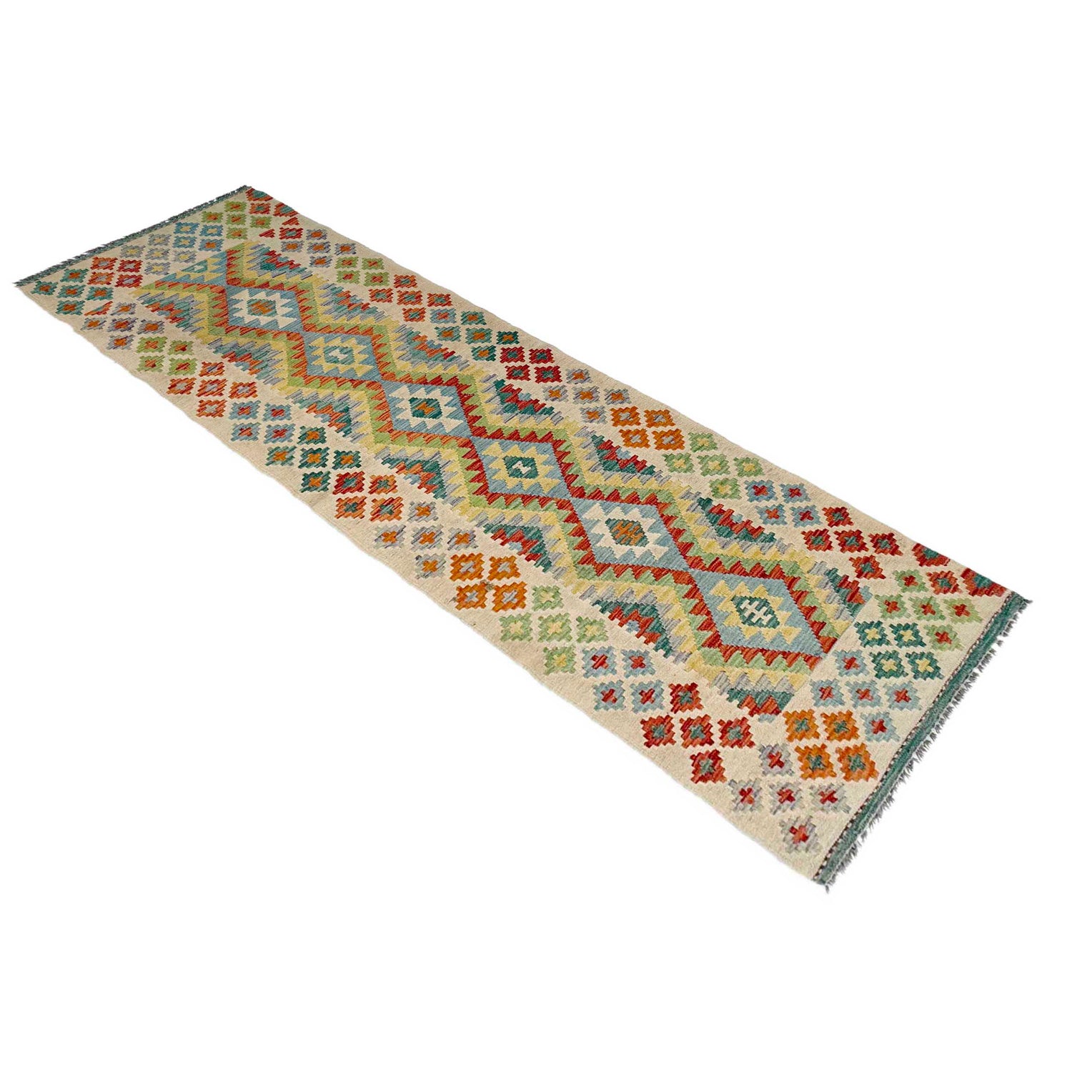 Handmade Multi Kilim Geometric 10' Runner