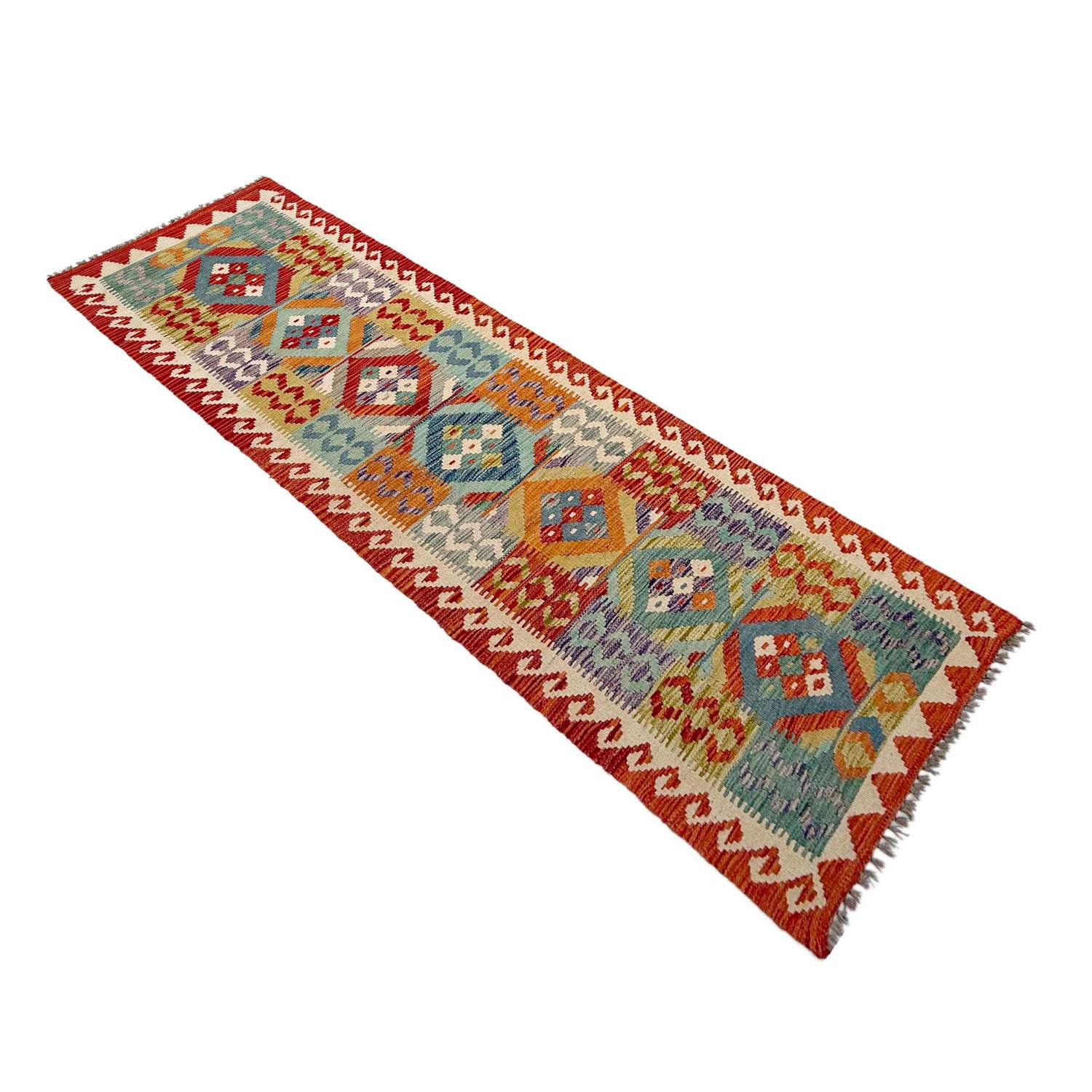 Handmade Multi Kilim Geometric 10' Runner