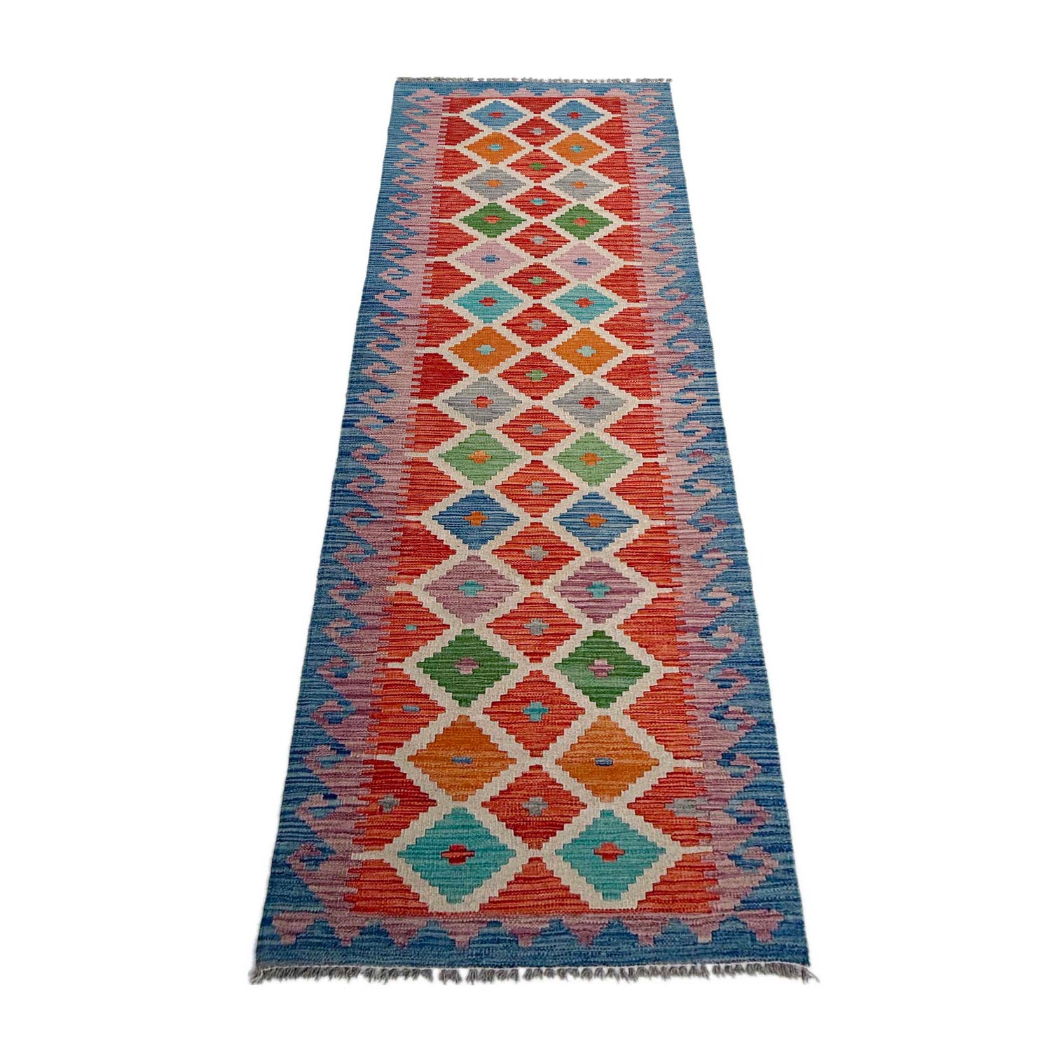 Handmade Multi Kilim Geometric 10' Runner