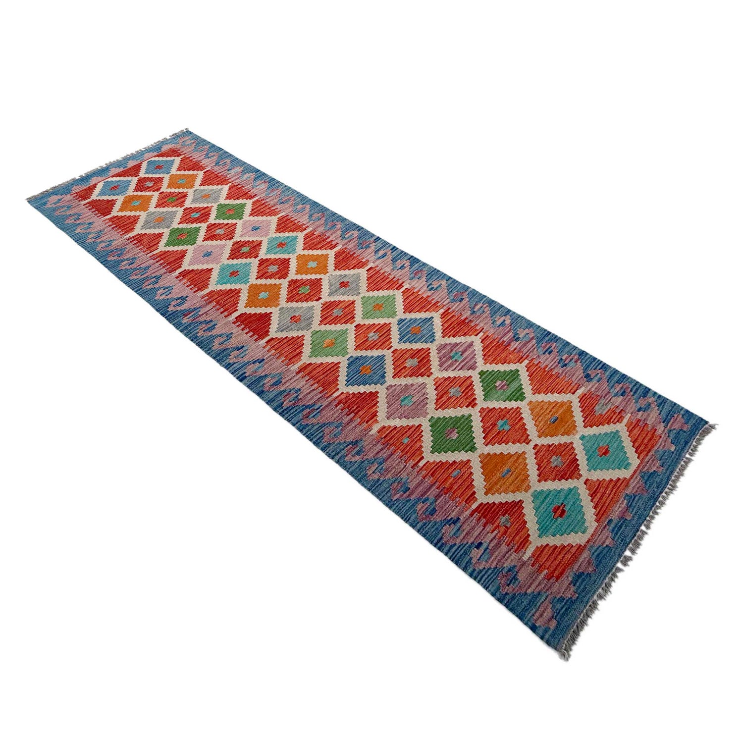 Handmade Multi Kilim Geometric 10' Runner