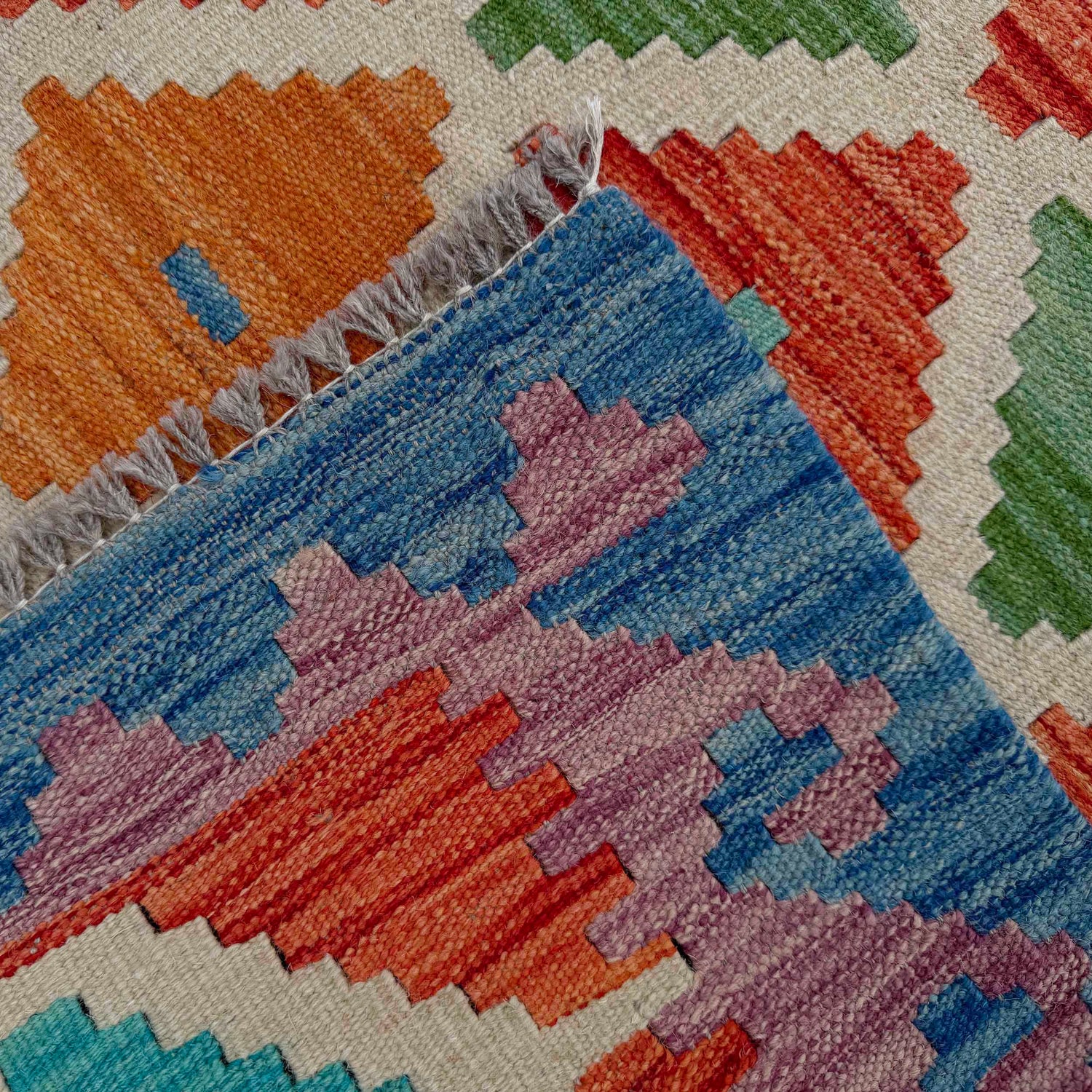 Handmade Multi Kilim Geometric 10' Runner