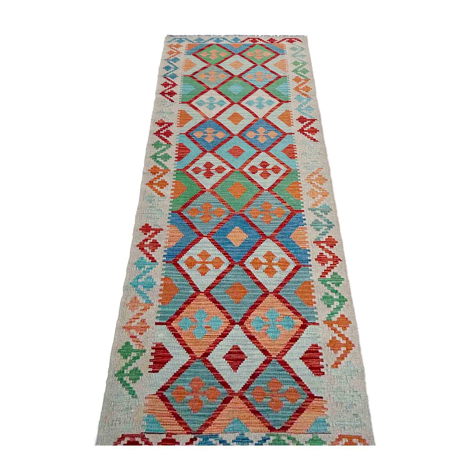 Handmade Multi Kilim Geometric 10' Runner